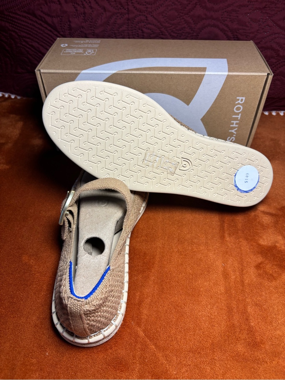 Rothy's Beige Knit Mary Jane Flats with Strap Wren - Picture 5 of 8